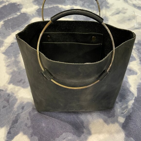 Tribe Alive Luxe Brass Handle Leather Handbag - EUC - Picture 2 of 9